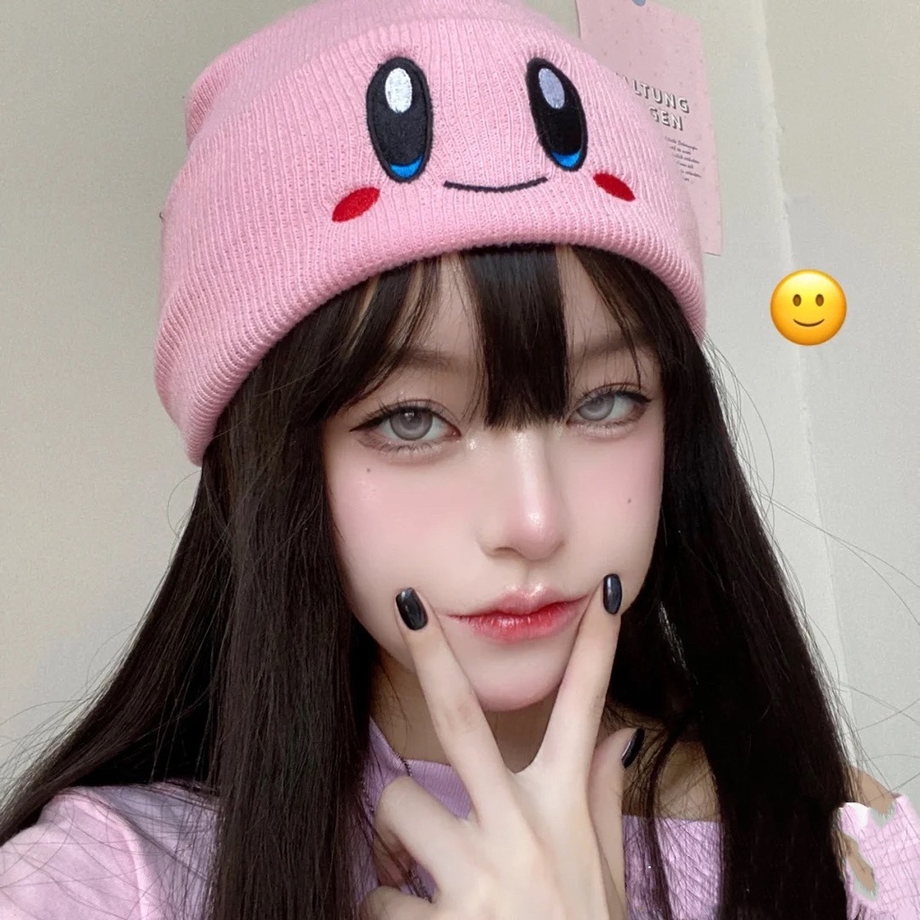 Topi Rajut Bahan Wol Warna Pink Gaya Korea