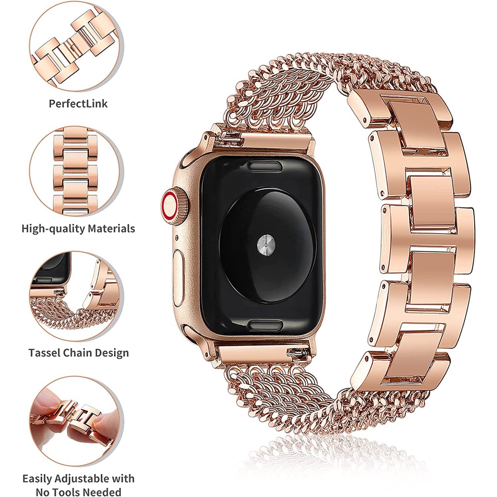 Strap Apple Watch Rantai Stainless Steel Series 1 2 3 4 5 SE 6 7 8 ultra