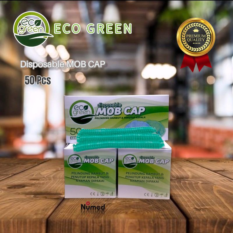 Eco Green Disposable Mob Cap Pelindung dan Penutup Kepala Surgical Shower Nurse Cup