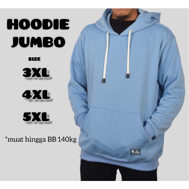 AMSTORE- Hoodie polos jumbo biru langit big size pria wanita size xxxl xxxxl xxxxxl