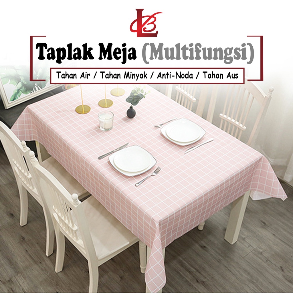 Taplak Meja Makan PEVA Tebal Premium Persegi Panjang Size 152x120cm Motif Kotak Anti Air Perlengkapan Dekorasi Ruang Makan Rumah Tangga Import - D10-3C - Comforthomes