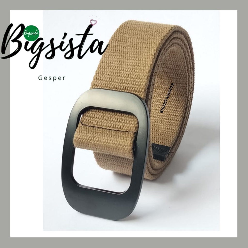 Ikat Pinggang Pria Jumbo Bahan Katun Kanvas Tactical Gesper Cowok Kain Ukuran Panjang Big Size