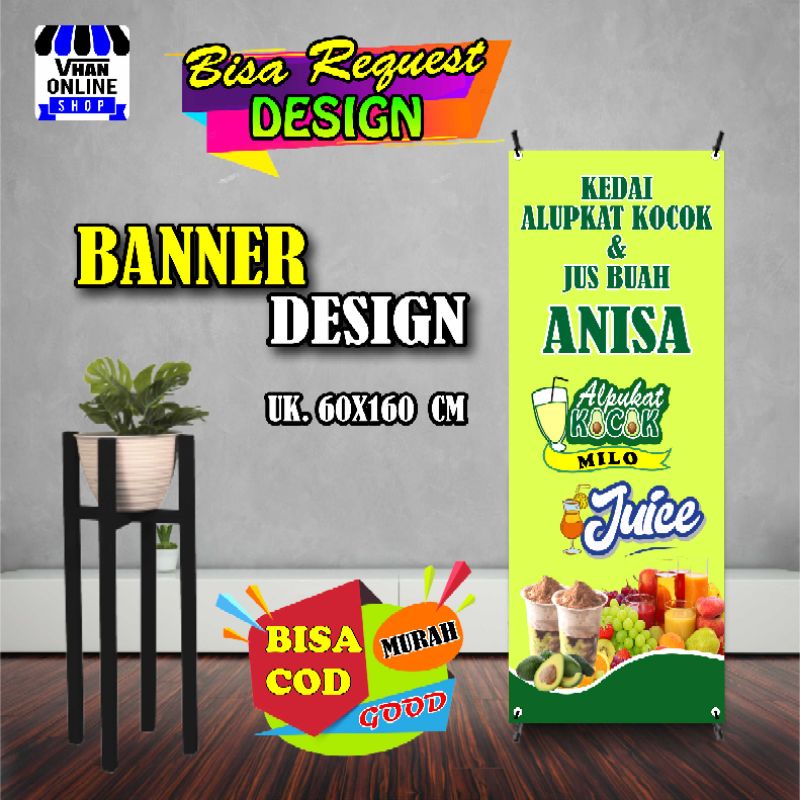 Spanduk Banner Backdrop Jualan Alpukat Kocok dan Jus Buah Keren, Murah Bagus