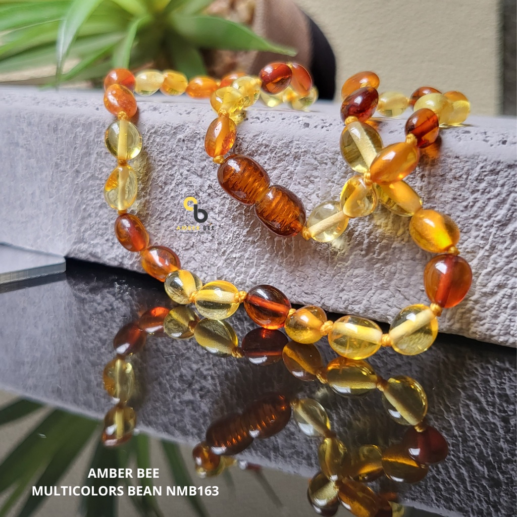 Kalung Amber Bayi ORI Baltic Premium Glossy Multicolor Beans NMB163 By Amber Bee