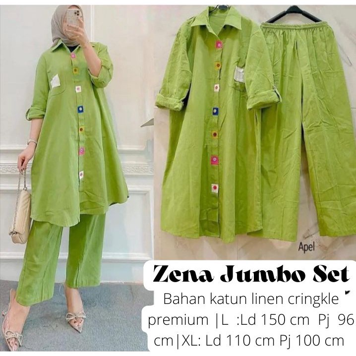 Setelan jumbo bahan cringkel SENA JUMBO SET size L XL XXL