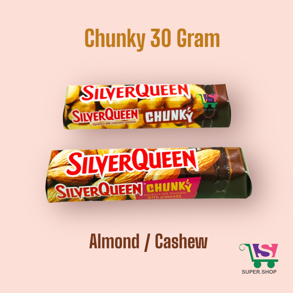 Silver Queen Chunky Bar 30 Gram Almond / Cashew Eceran / Satuan