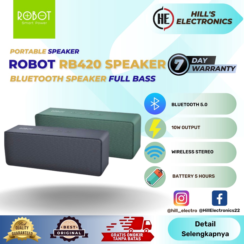 Robot Speaker Bluetooth Superbass Mini Stereo RB420 - Green