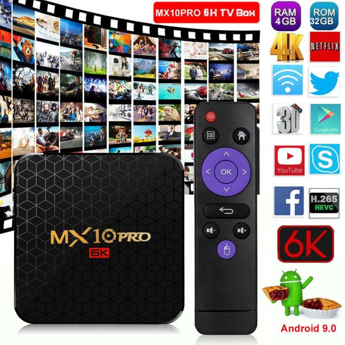 Produk Terbaru Mx10 Pro 6K Ultra Hd Android 9.0 Smart Tv Box - Ram 4Gb Rom 64Gb