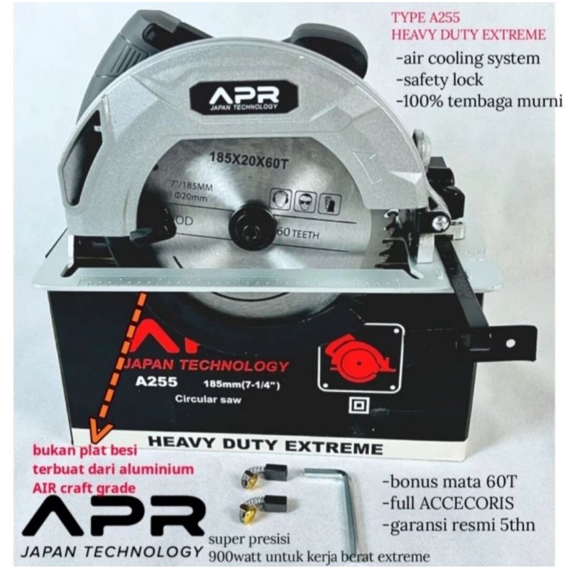 "Mesin Circular Saw Gergaji Kayu APR Japan A255 Heavy Duty Extreme"
