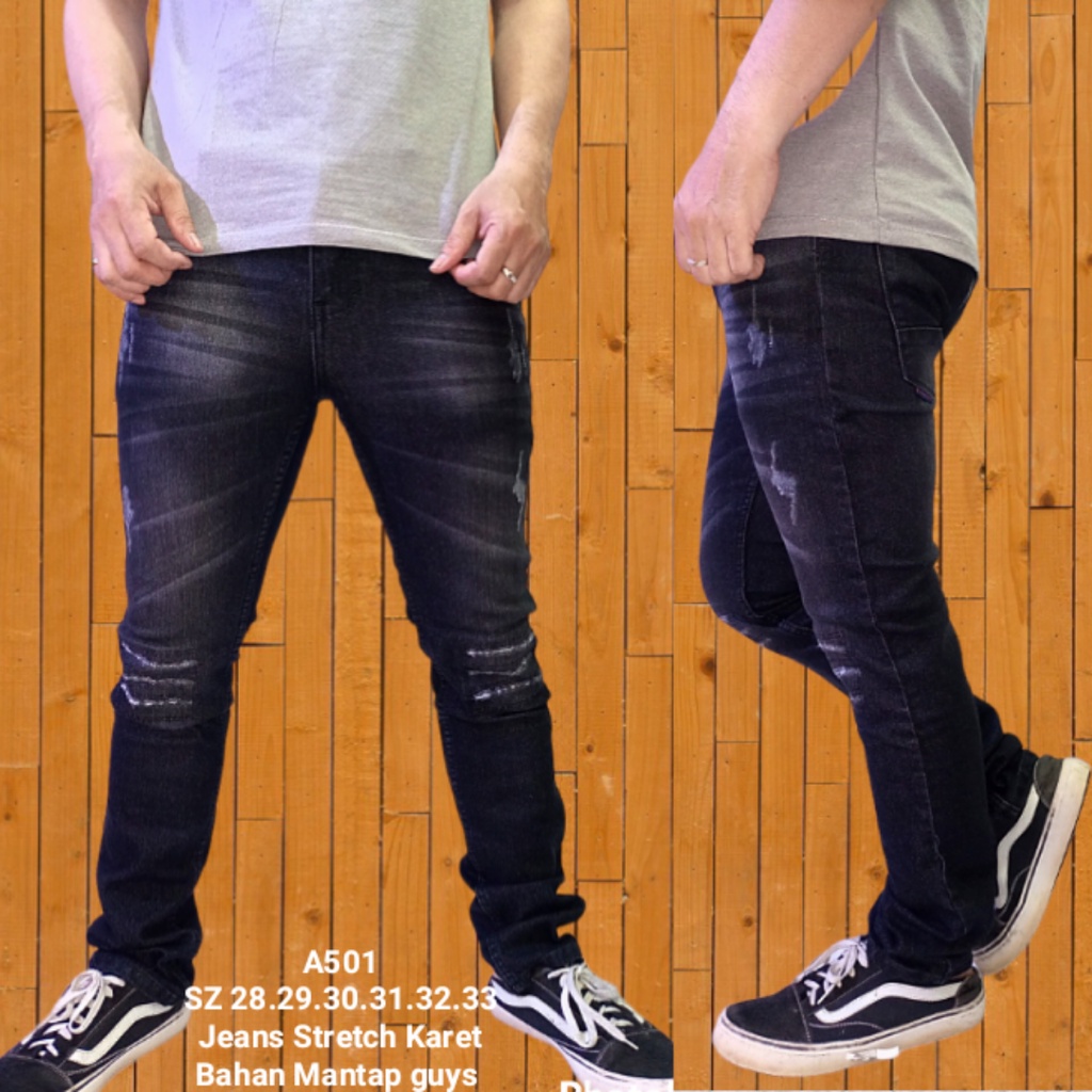 A501 celana panjang jeans PRIA BHARON kumis macan