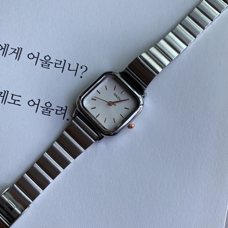 Ulzzang Jam Tangan Wanita Fashion Korea Square Belt kotak