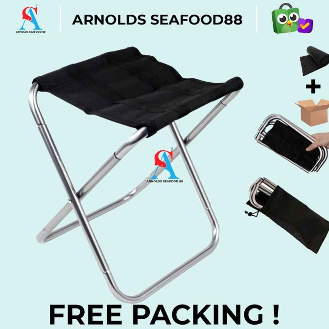 Kursi Mancing / Kursi Lipat Mini Kuat Folding Kursi Portable - Hitam