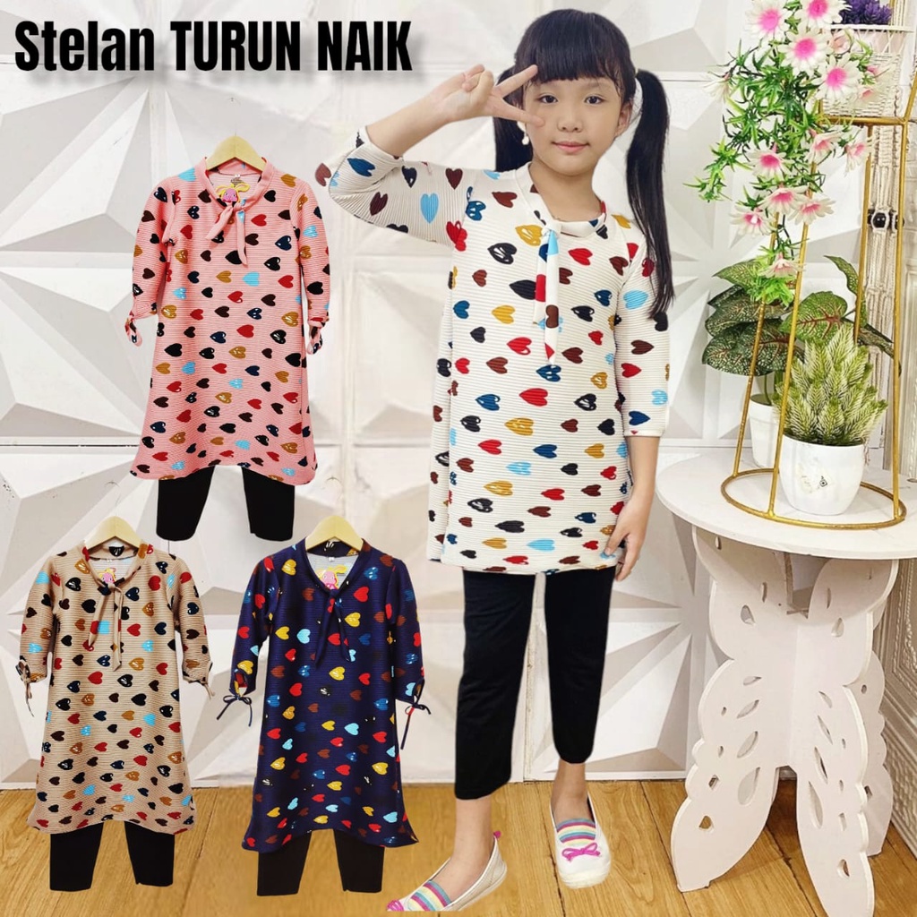 STELAN BAJU TURUN NAIK ANAK 2-9 TAHUN VIRAL/SET ANAK PEREMPUAN TURUN NAIK MODEL KEKINIAN/BAJU TURUN 