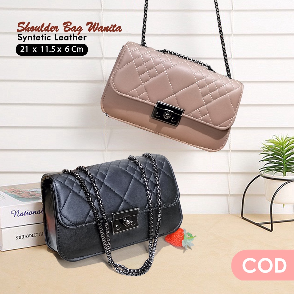 Tas selempang wanita shoulder bag kulit sintetis polos tas pesta wanita kekinian simple