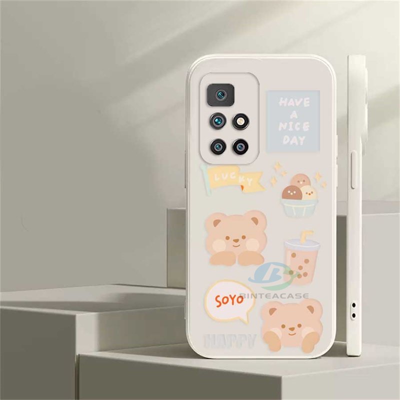 Redmi Note 12 11S 11 Pro Redmi 10 5G 10C 10A 9C 9T 9A Note10 5G Note10S Note9 Note8 Note7 Poco M3 Pro X3 Pro NFC Beruang Lucu Minuman Ice Cream Silikon Lembut Casing Ponsel Binteacase