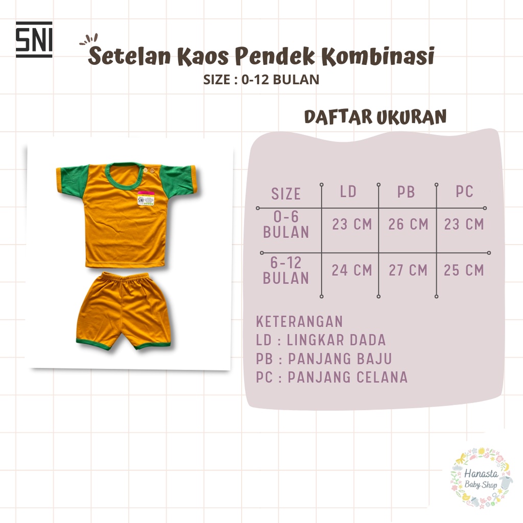 Baju Bayi Newborn Setelan Kaos Anak Lengan Pendek Katun 0-12 Bulan