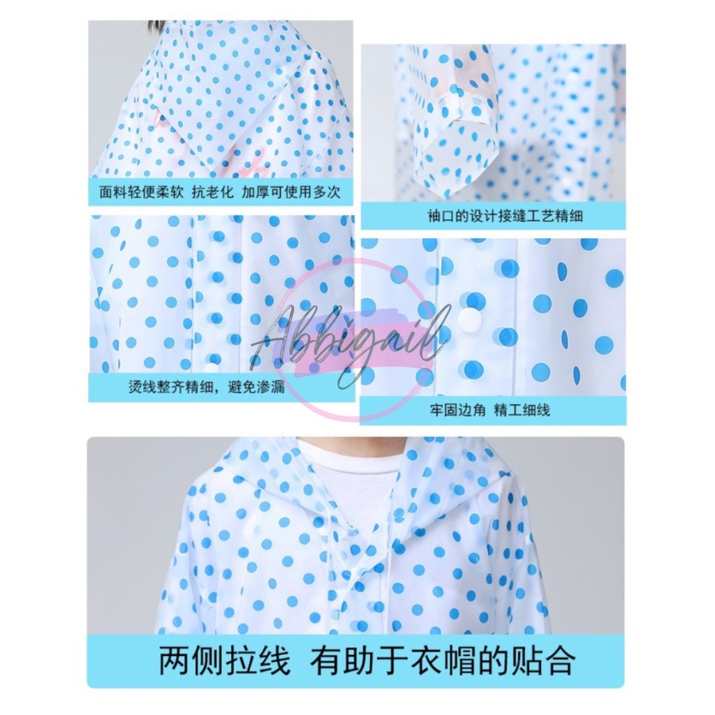 𝘈𝘉𝘎✰ JAS HUJAN ANAK MOTIF POLKADOT / JAS HUJAN TERUSAN EVA MOTIF POLKADOT ANTI AIR TEBAL ANAK SEMI TRANSPARANT O1034