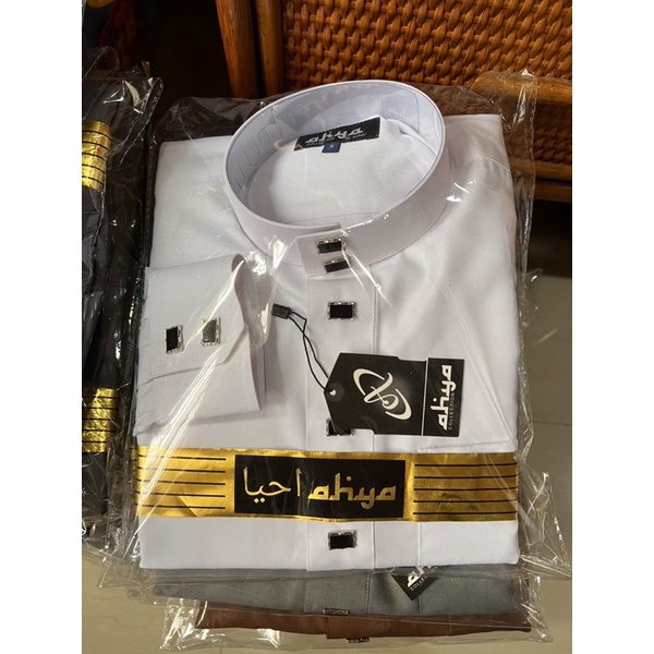 gamis pria ahya collection katun toyobo premium gamis maulid putih thob lengan panjang gamis laki la