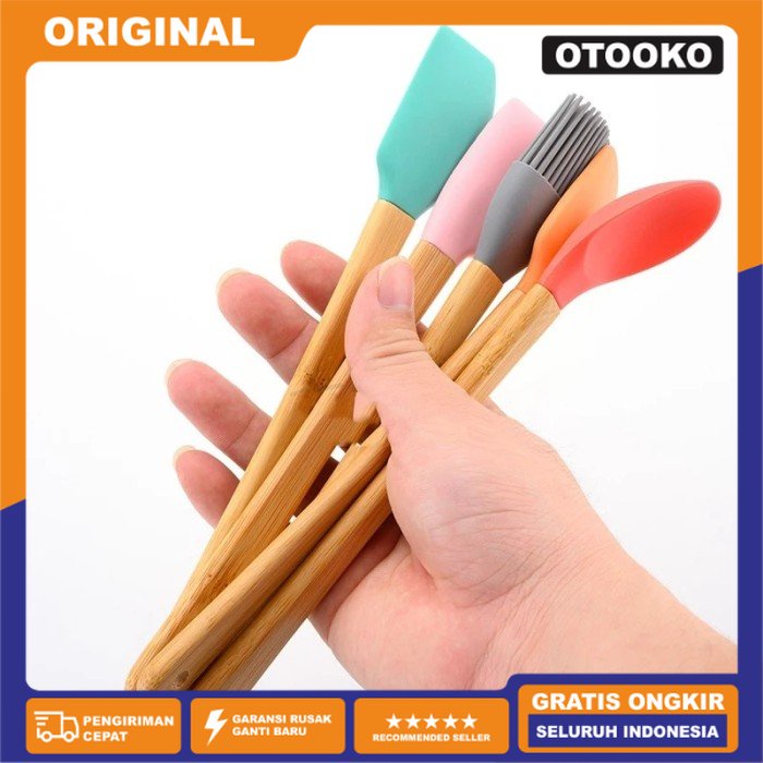 5 Pcs Mini Utensil Set Spatula Mini kayu Baking Kuas Sutil Sendok Mini