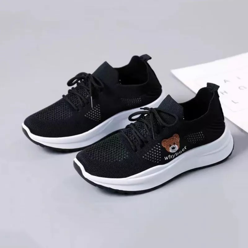 Sepatu Sneakers Wanita Casual Sepatu Running Cewek Teddy bear - X-2