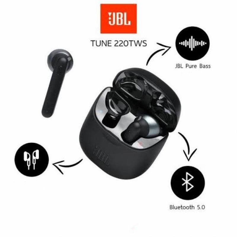 Headset Bluetooth JBL Tune 220 TWS T220 Earbuds Wireless Earphone