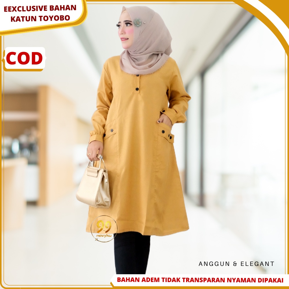 Baju Atasan Tunik Wanita Dewasa Remaja Terbaru Kekinian Bahan Katun Madina Polos Santriwati Santri P