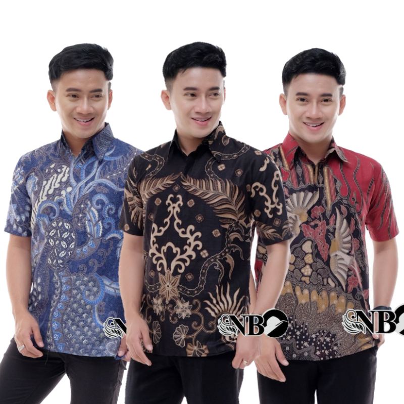 BSWART Batik HRB026 Kenongo Hem Pendek Neisya Busana  Pekalongan M L XL Batik Pria Murah