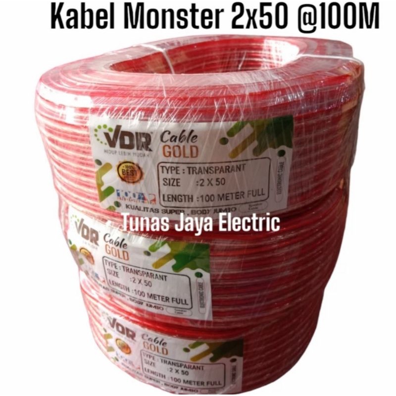 Kabel Listrik Monster Transparan 2x50 @100M Full YAKUSHIN (Good Quality)