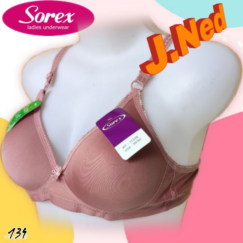 J134 - BRA WANITA SOREX  BUSA TANPA KAWAT CUP KECIL/A SIZE 34 - 40