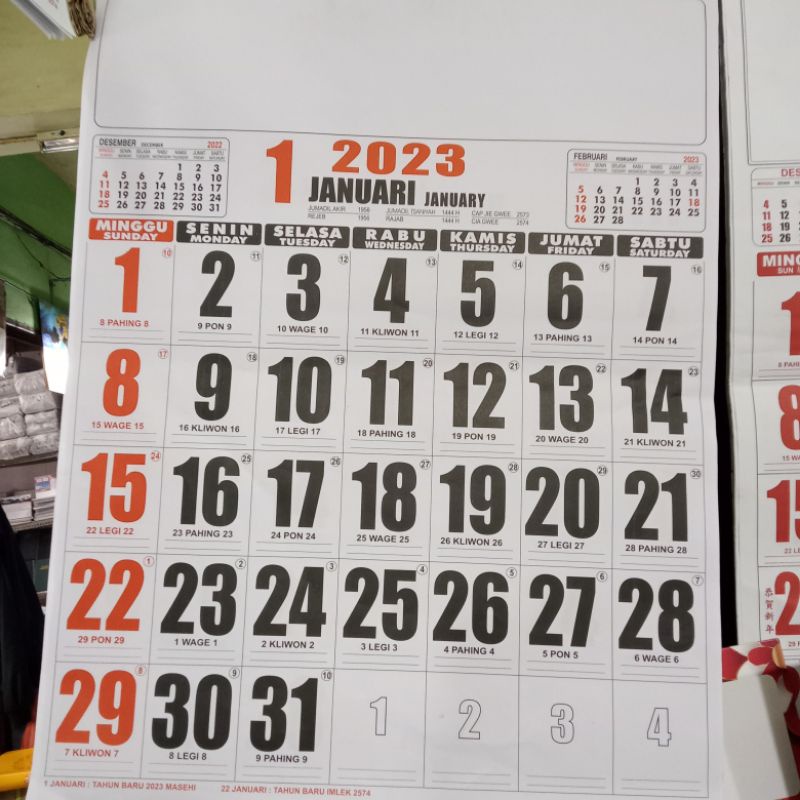 

Kalender Jumbo tahun 2023 polos