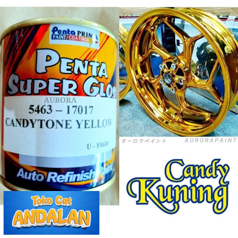 

Cat Penta Super Gloss Candytone Yellow 200ml / Kuning Candy Tone Transparan Duco Sepeda Motor Mobil Semprot Kendi Kenditon Duko Diko