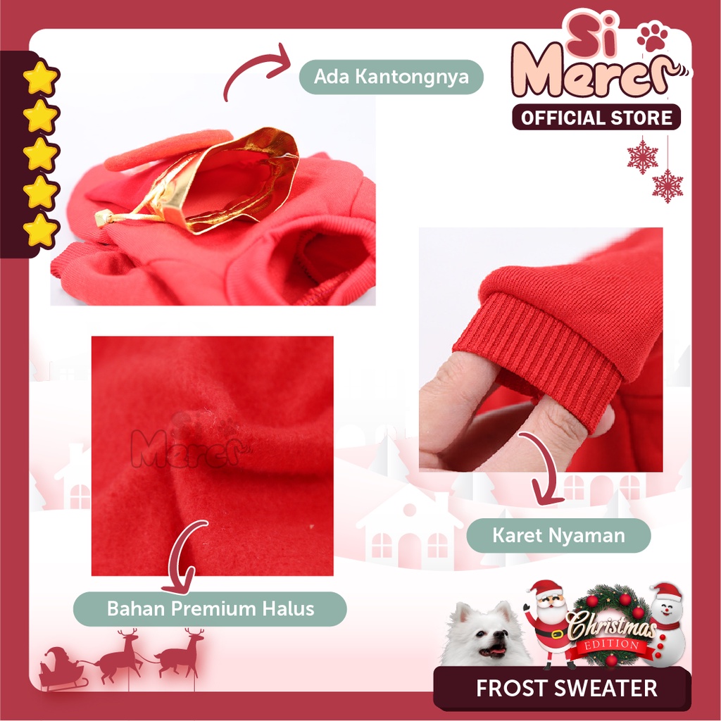 Baju Anjing Kucing Hewan Hoodie Natal / Baju Sweater Anjing Natal / Pet Clothes For Christmas Premium