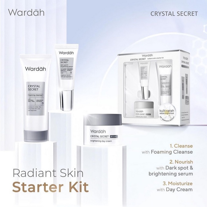 ❤ jselectiv ❤ WARDAH CRYSTAL SECRET Radiant Skin Starter Kit (Paket Skincare Pencerah 3 Pcs) | CRYSTAL SECRET Advanced Brightening Package (Paket Skincare Pencerah FREE BAG) || Paket Hemat WARDAH CRYSTAL SECRET