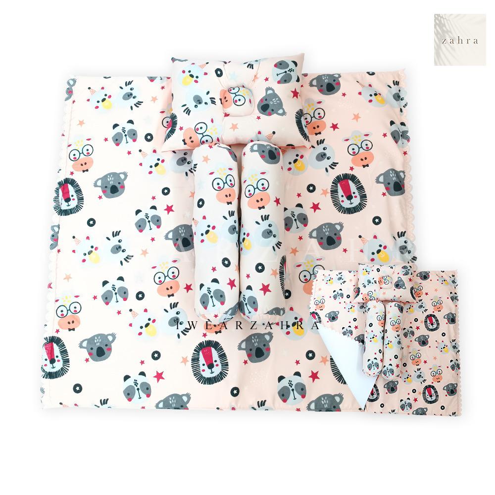 MATRAS BAYI WATERPROOF - FREE Set Bantal Guling Alas Perlak Bayi Anti Air Motif