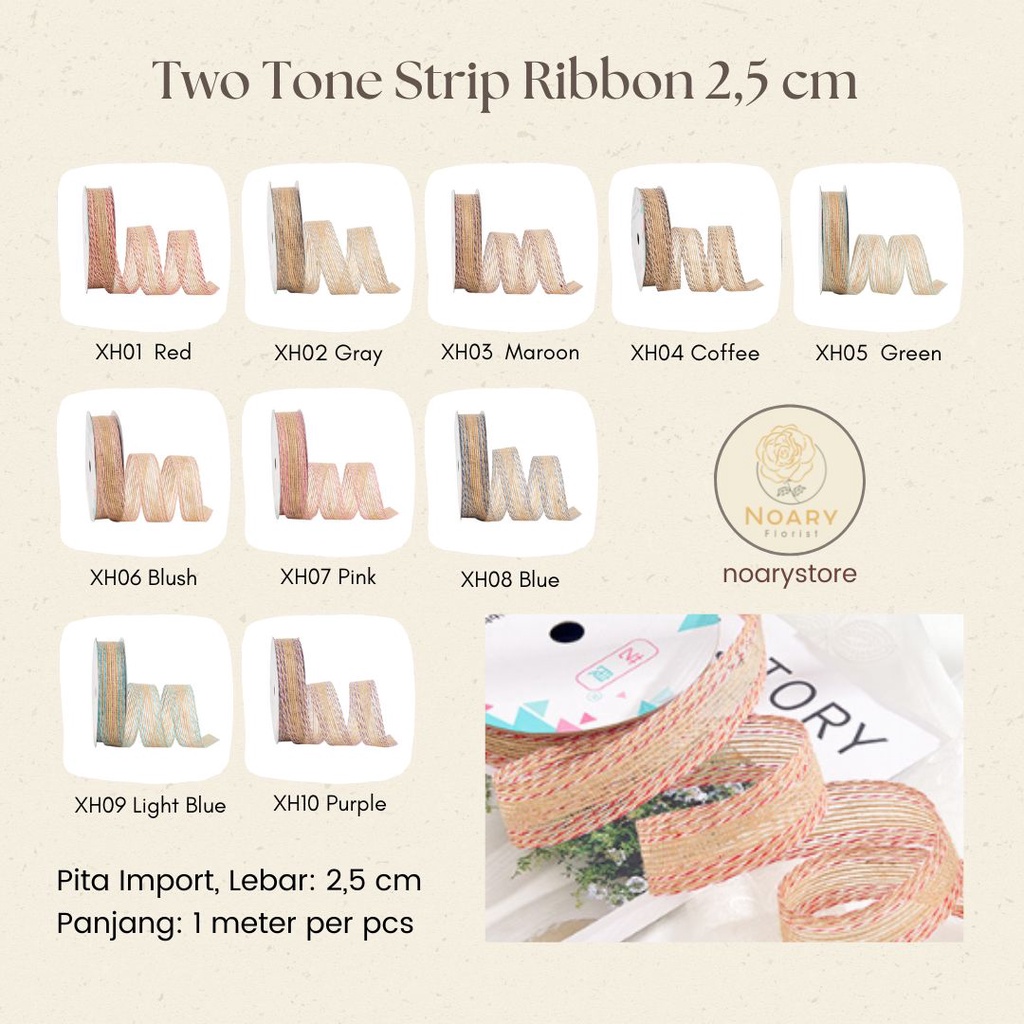 

Two Tone Strip Ribbon 2.5 CM // Pita Satin / Ribbon / Pita Import / Pita Bunga / Pita Kado / Pita Chiffon / Pita Termurah / Flower Ribbon / Florist Ribbon / Pita / Pita Grosir / Pita Besar Kecil Medium / Satin / OPP / Pita Tarik / Florist supply