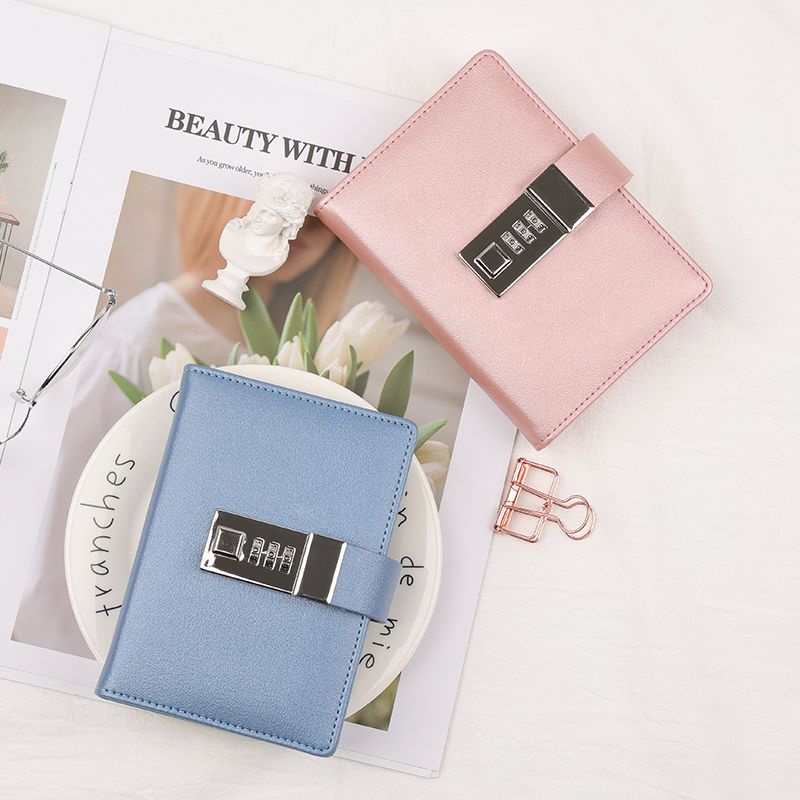 ◆♀Sera dengan kunci buku harian kata sandi portabel portabel a7 saku hadiah kecil sederhana mini gadis jantung notebook