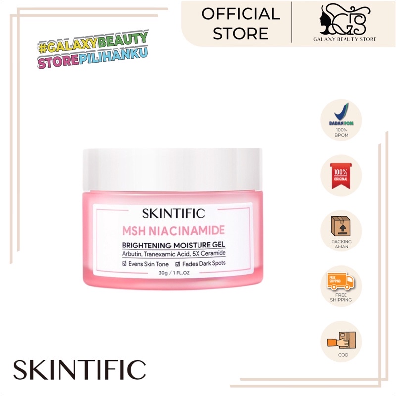 SKINTIFIC MSH NIACINAMIDE BRIGHTENING MOISTURE GEL 30gr / SKINTIFIC MOISTURIZER NIACINAMIDE / MOISTURIZER SKINTIFIC PINK 30gr