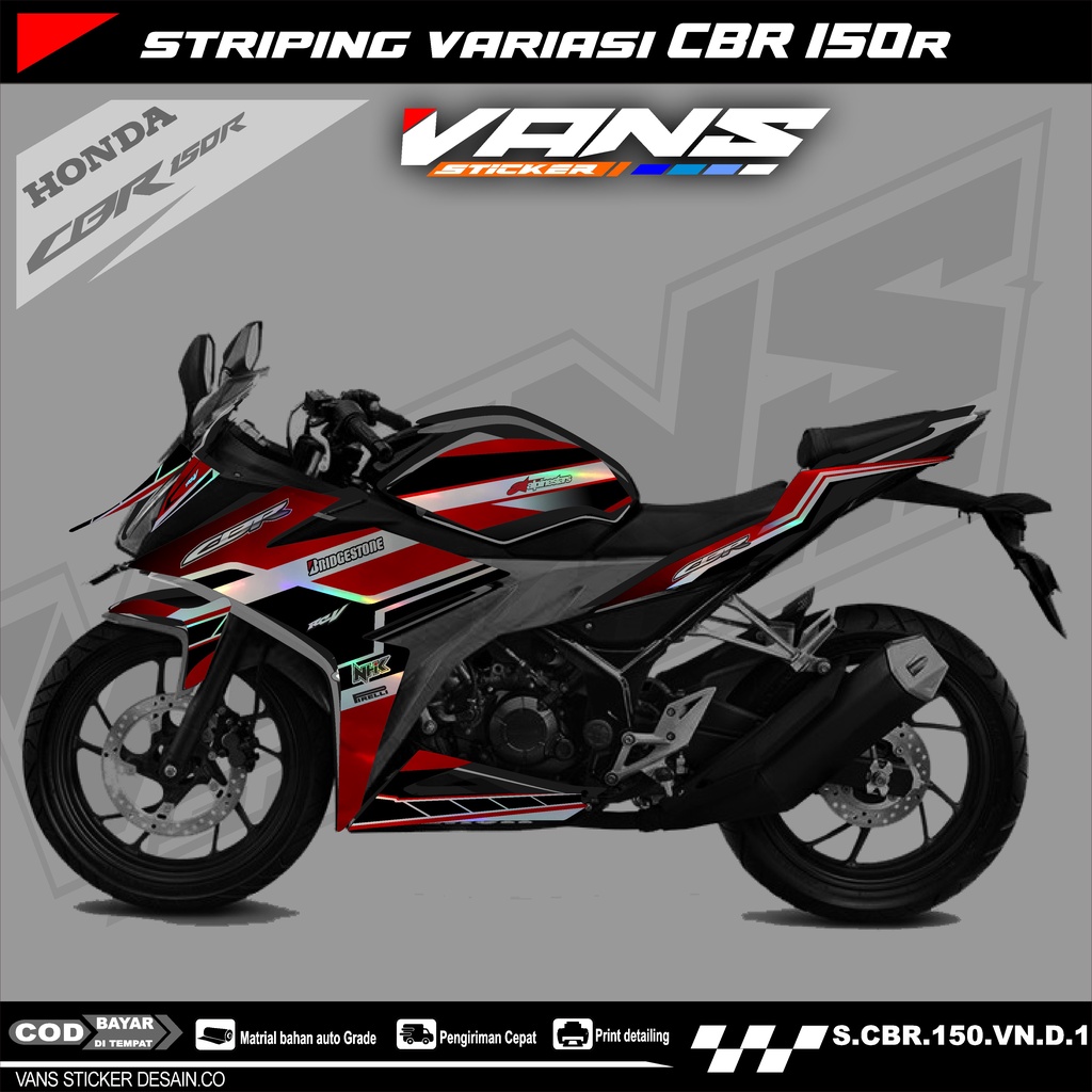 striping motor cbr 150 r facelift,lis stiker variasi motor cbr r facelift