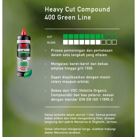 MENZERNA HCC400 Heavy Cut Compound HCC 400 Green Line - REPACK