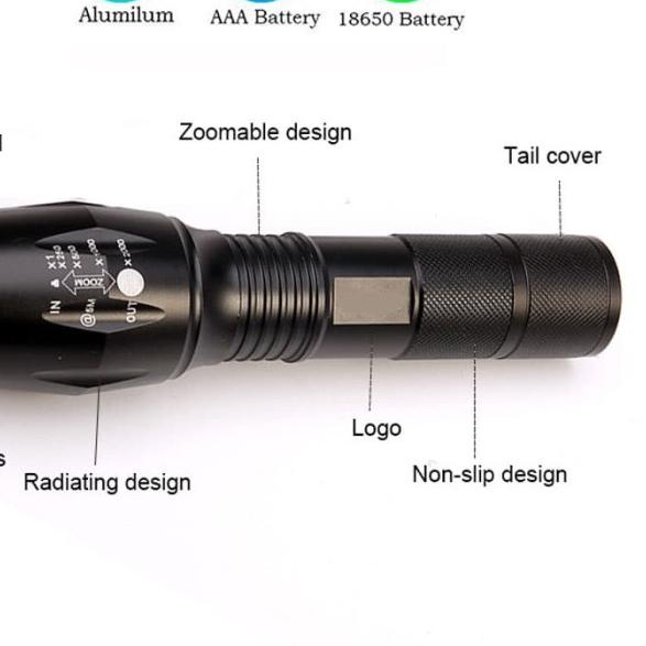 Senter LED Tactical CREE XM-L2 8000 Lumens