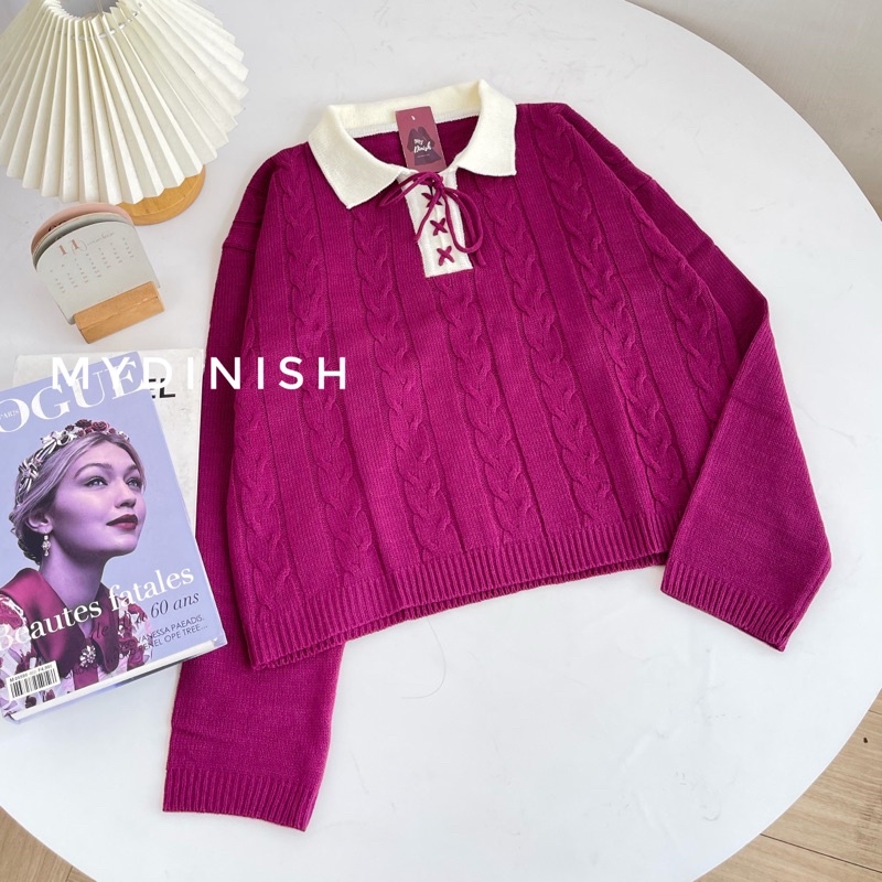 Vitali Cable Blouse - Atasan Blouse Wanita Berkerah