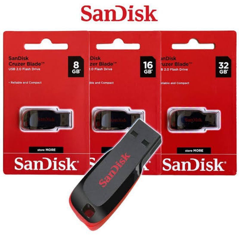 Flashdisk SanDisk Cruzer Blade 8GB 16GB 32GB 64GB USB 2.0 Original Resmi
