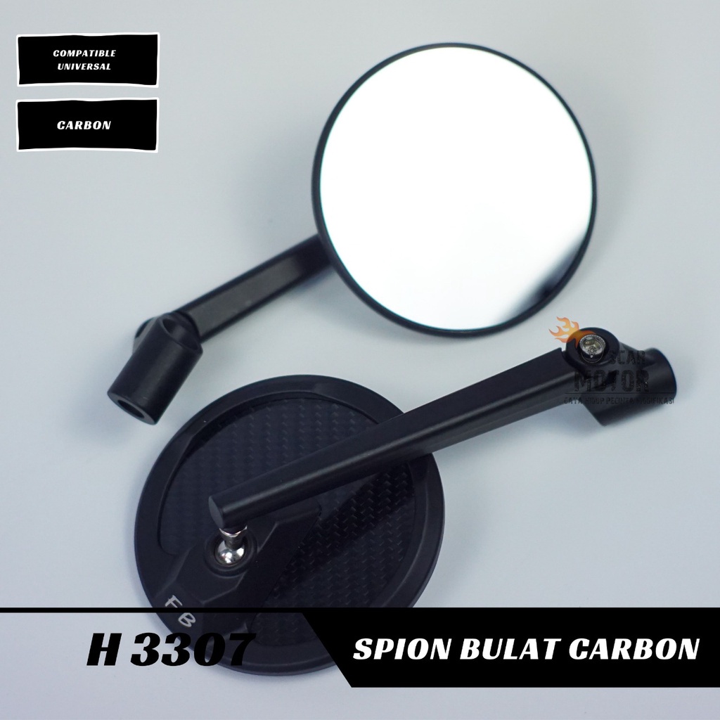 KACA SPION MOTOR CARBON FULL CNC ALUMINIUM MODEL BULAT UNIVERSAL   By Mega_Racing