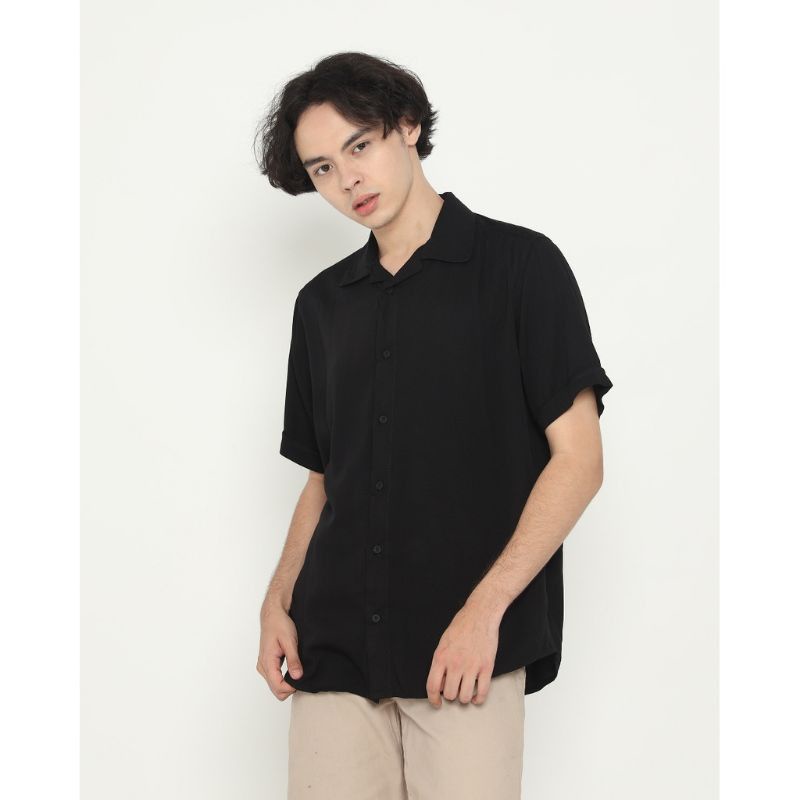 BASIC COLOUR SHIRT - Kemeja Polos Casual Lengan Pendek Pria