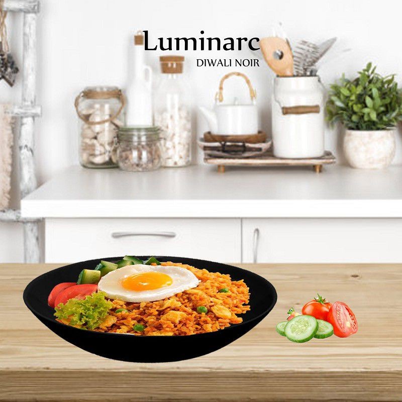 GARANSI PECAH DAN ORIGINAL  Luminarc Plate Soup Diwali Black 20cm 1pcs Piring Soup Piring Makan Piri