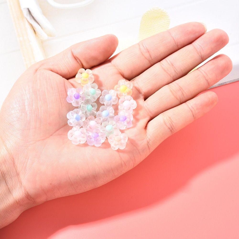 Needway   Diy Bahan Gelang Aksesoris Anting Kecil Manik Bunga Transparan Frosted Buatan Tangan Membuat Perhiasan