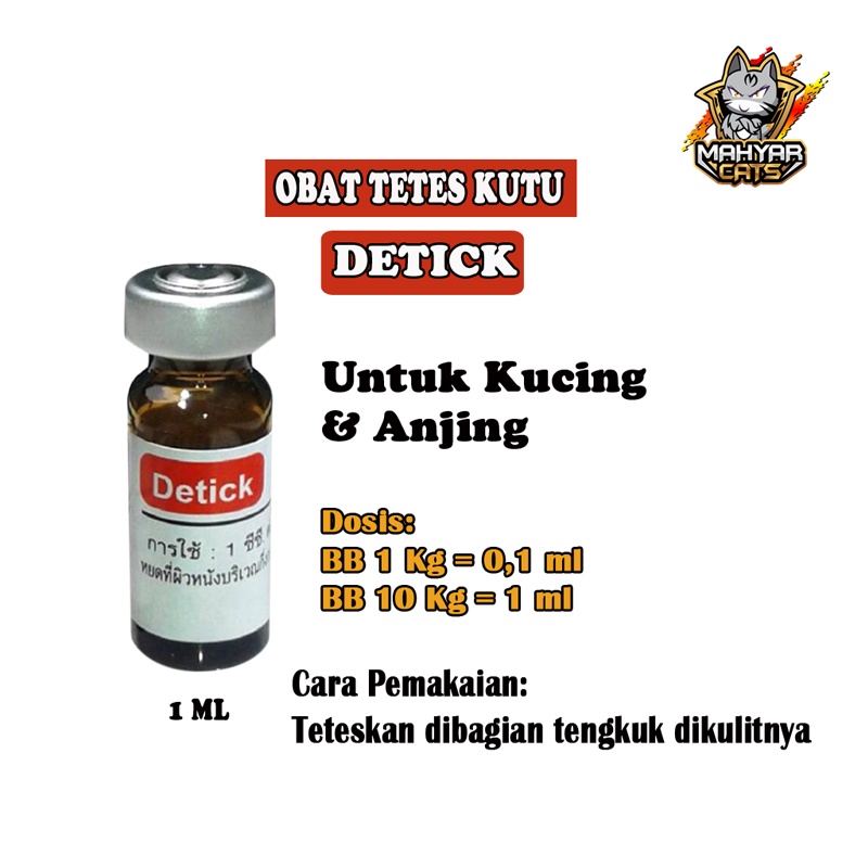 Detick obat tetes kutu untuk kucing dan anjing 1ml 1-10kg | obat kutu kucing