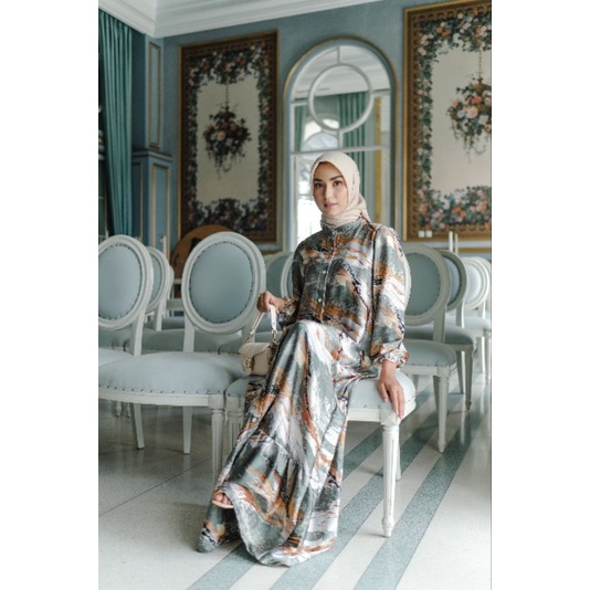 DYN - Anoly Dress Satin Silk | Gaun Pesta Kondangan | Gamis Kondangan
