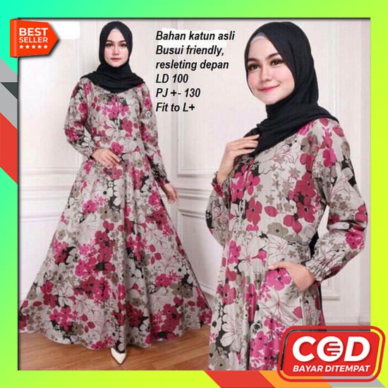 Dress Maxi Lengan Balon Dress Panjang Wanita Dress Allsize Dress Jumbo Dress Cantik Dress Hitam Wani