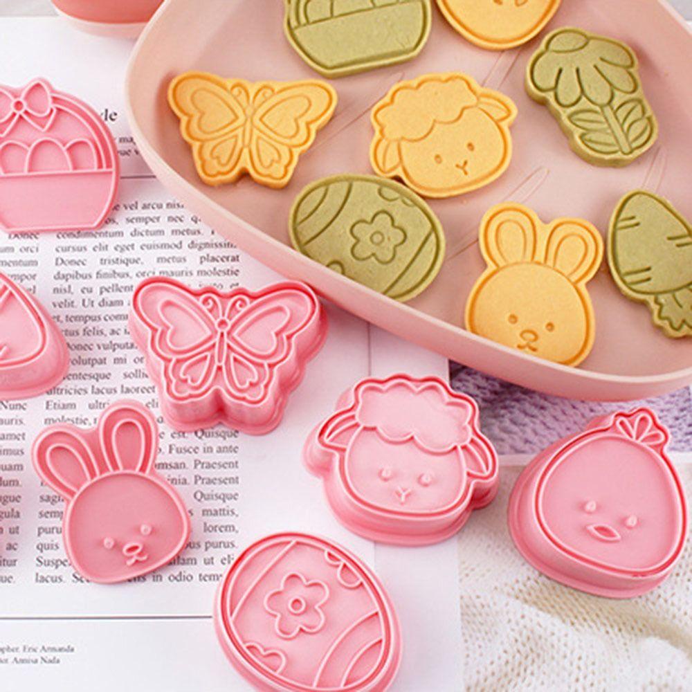 R-FLOWER 8pcs /set 3D Easter Rabbit Food Fondant Plastik Plunger Cookie Cutter